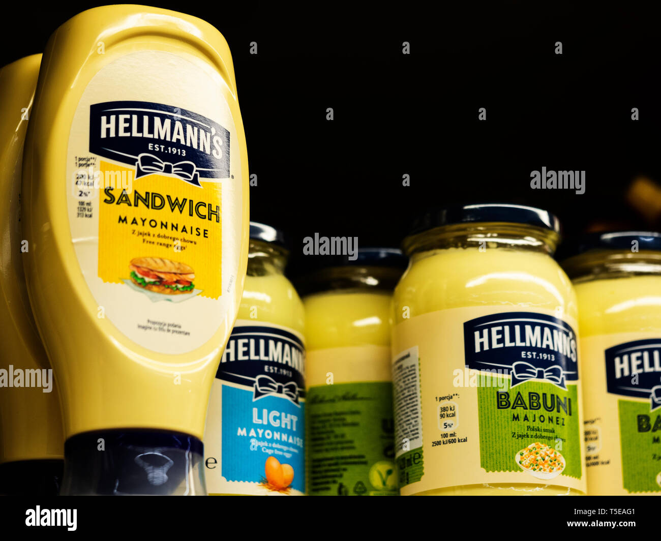 Hellmann's jars of mayonnaise on a shelf in a store Stock Photo Alamy