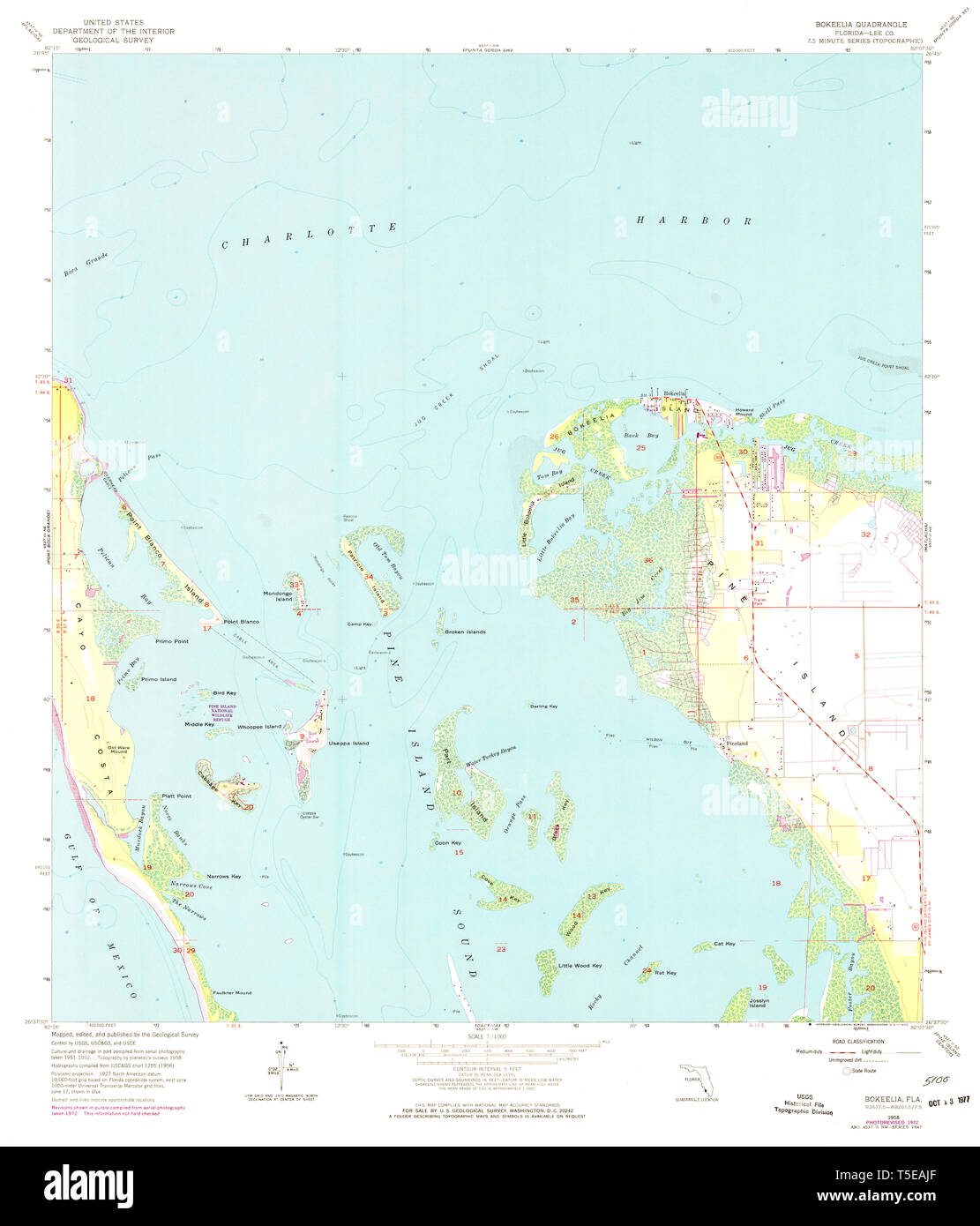 Bokeelia hi res stock photography - Usgs Topo Map Florida Fl Bokeelia 345239 1958 24000 Restoration T5EAJF 