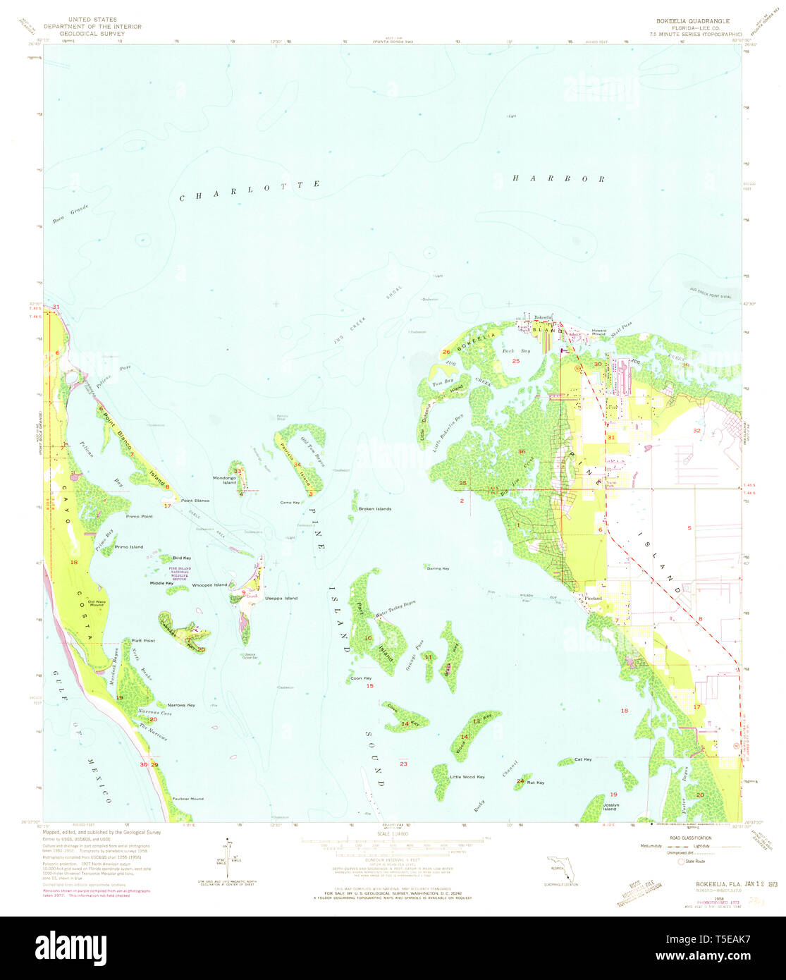 Bokeelia hi res stock photography - Usgs Topo Map Florida Fl Bokeelia 345241 1958 24000 Restoration T5EAK7 
