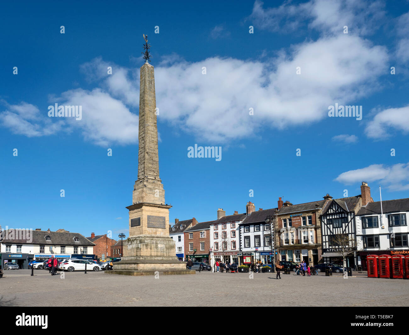 Obelisk in the Market Place in the City of Ripon North Yorkshire England Stock Photo