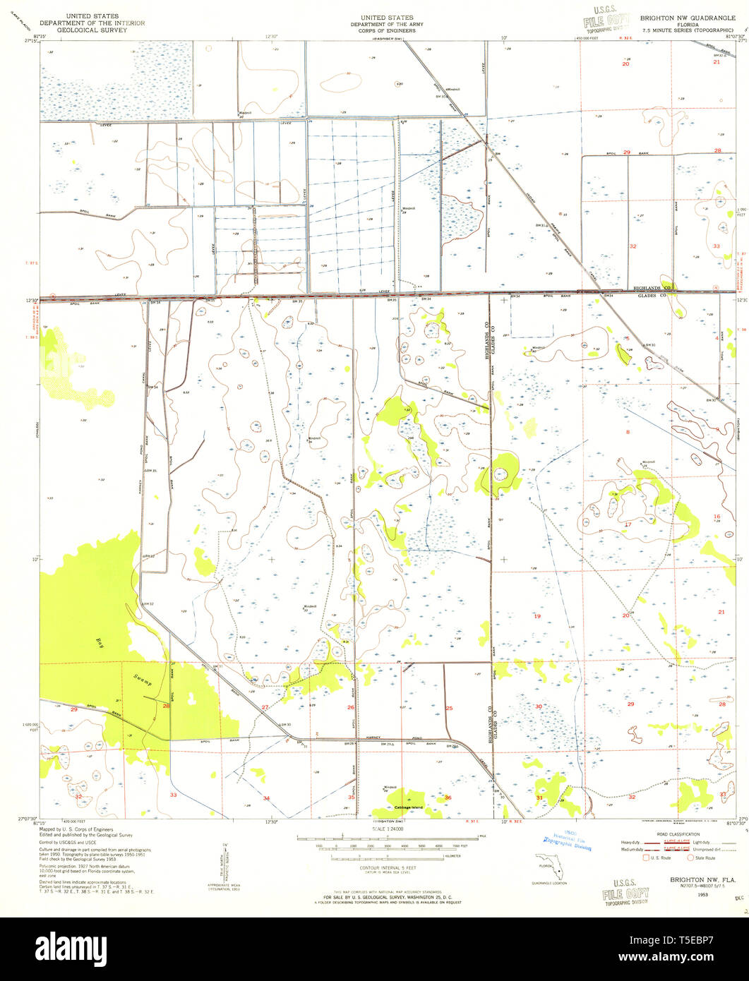 Maps of brighton hi res stock photography - Usgs Topo Map Florida Fl Brighton Nw 345304 1953 24000 Restoration T5EBP7