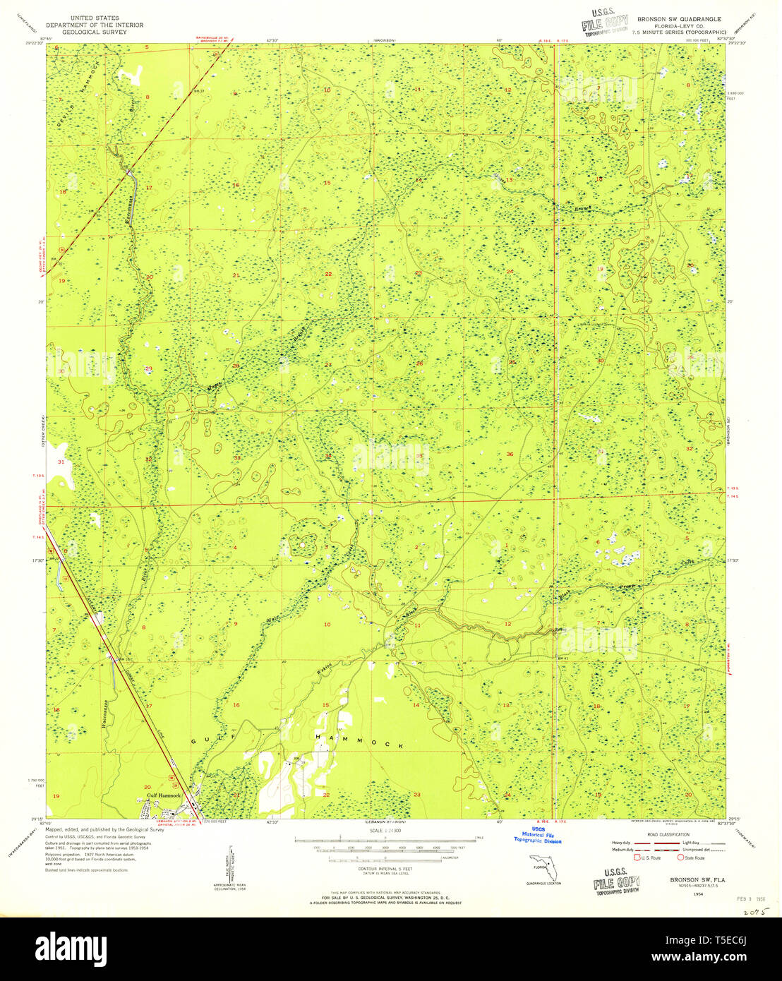 Map of bronson hi res stock photography - Usgs Topo Map Florida Fl Bronson Sw 345333 1954 24000 Restoration T5EC6J 