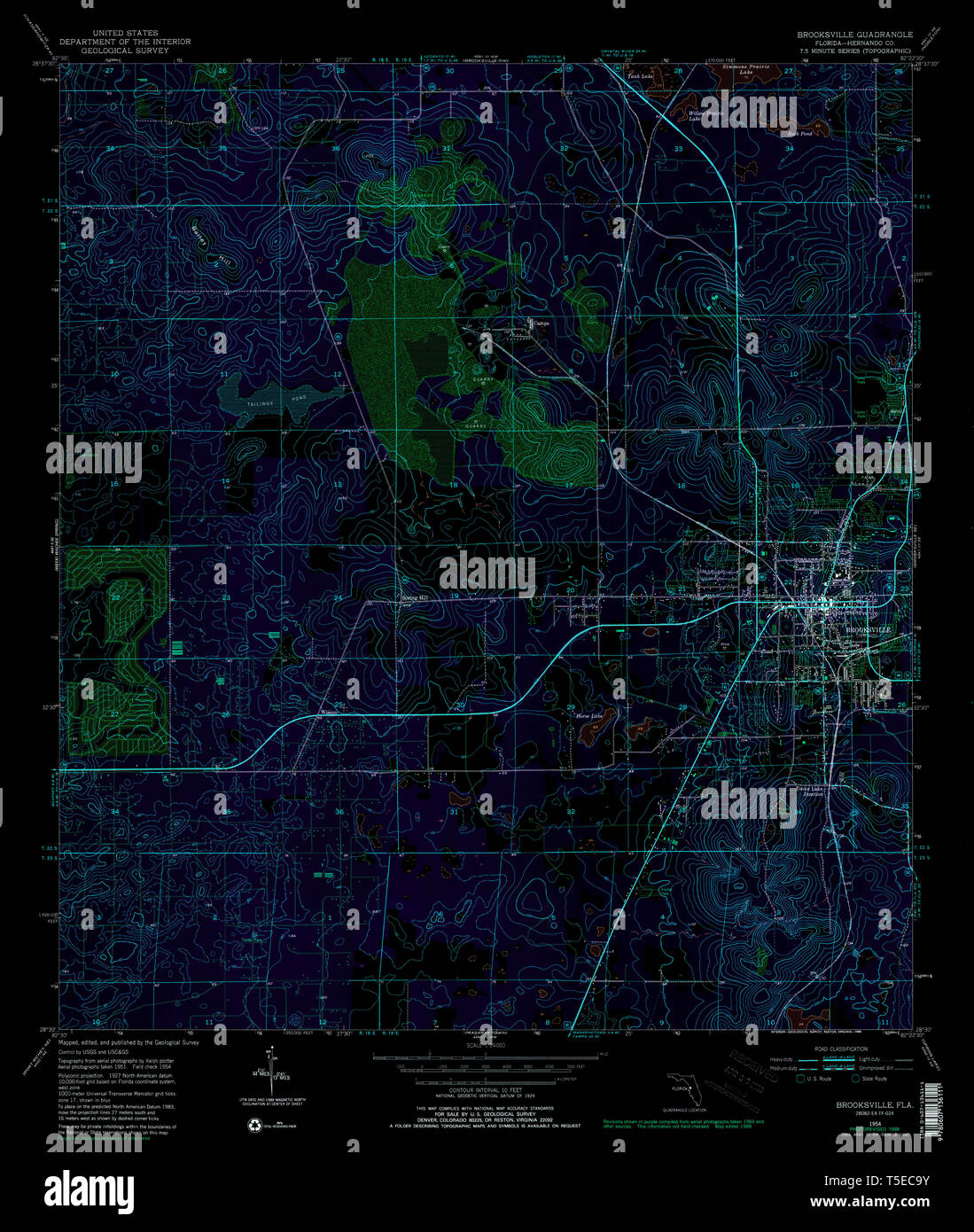 Brooksville florida map hi res - Usgs Topo Map Florida Fl Brooksville 345342 1954 24000 Inverted Restoration T5EC9Y