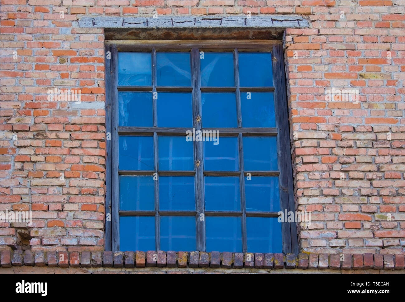 Old wooden window on brick wall Stock Photo - Alamy