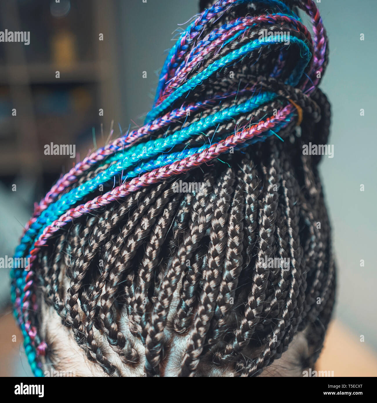 African braids, many thin braids Stock Photo