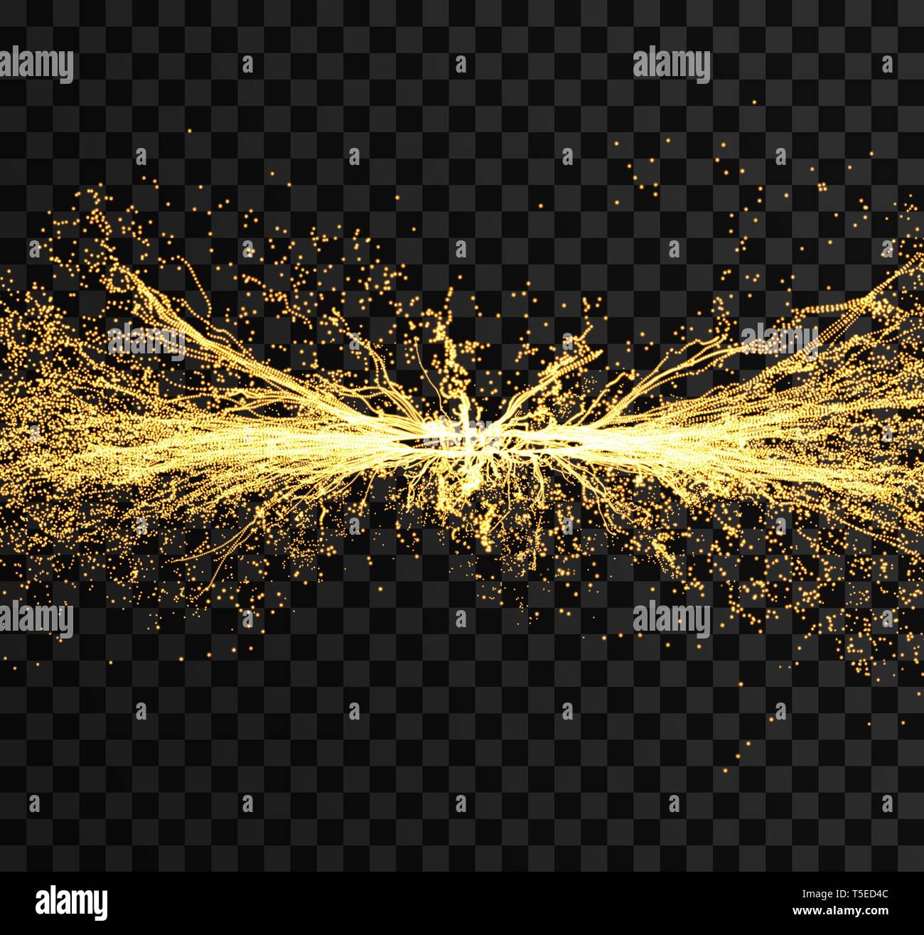 Electricity lighting effects. Array with dynamic particles. 3d