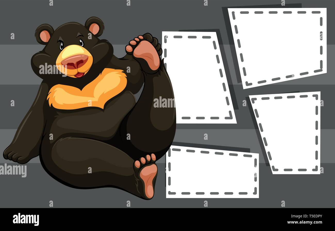 Bear on note template illustration Stock Vector