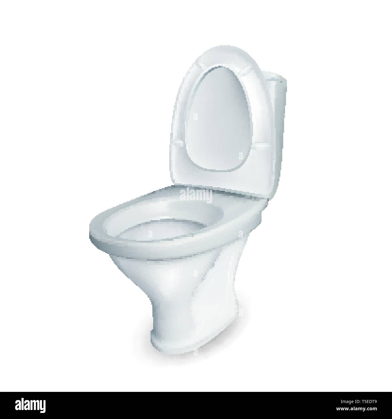 Realistic Restroom Ceramic Toilet Bowl Vector Stock Vector