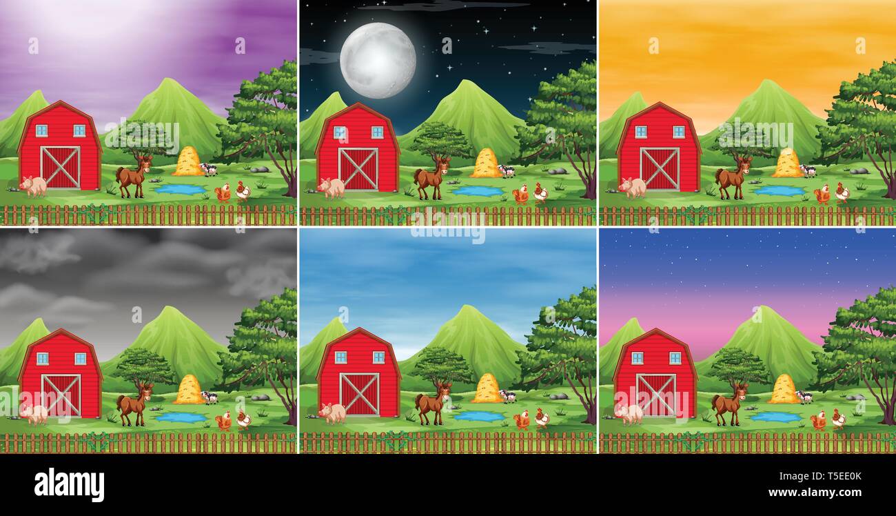 Set of farm landscape illustration Stock Vector Image & Art - Alamy