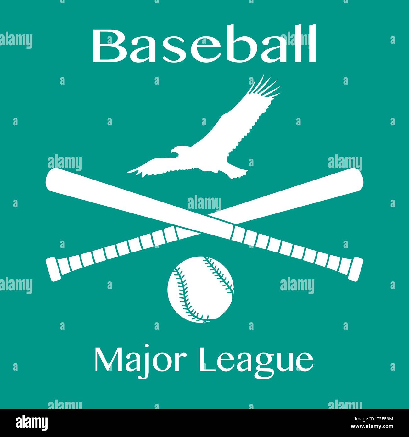 Vector Illustration With Baseball Bats Ball And Eagle Sports