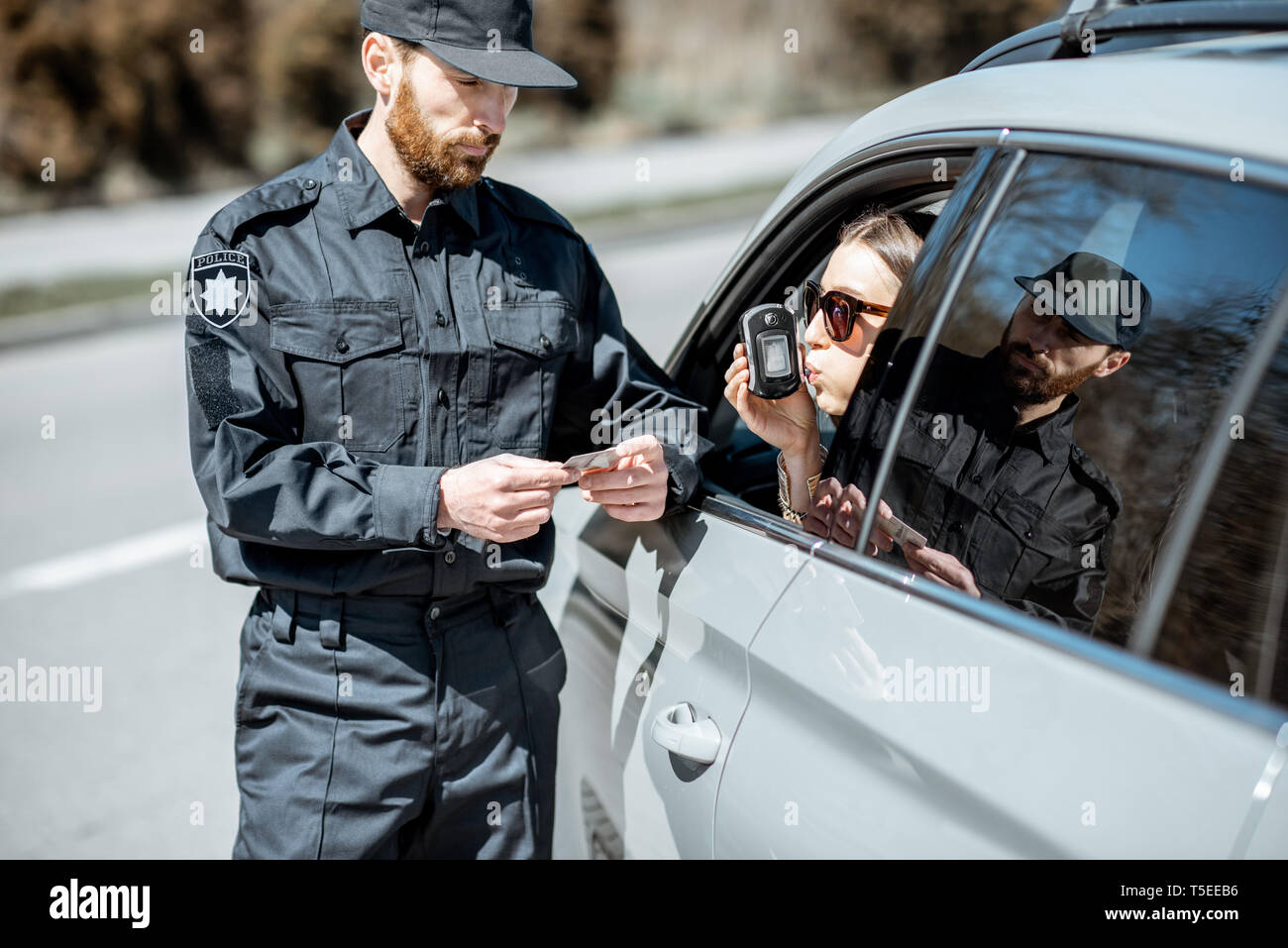 Police breathalyzer test hires stock photography and images Alamy