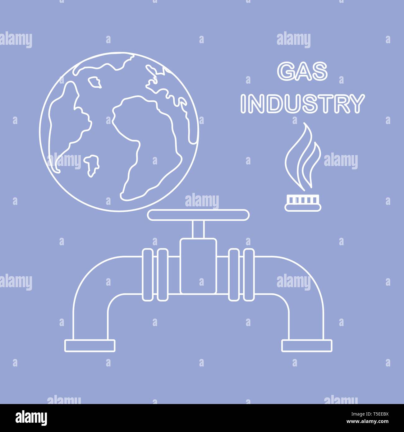 Vector illustration with equipment for gas production and earth. Gas ...