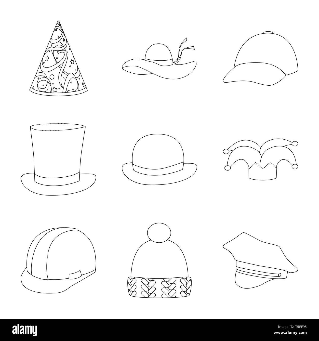 Isolated object of headgear and napper logo. Set of headgear and helmet vector icon for stock. Stock Vector