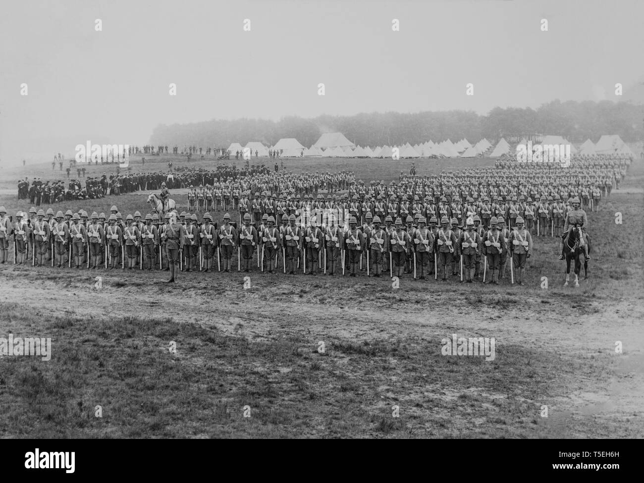 The Northumberland Fusiliers, a Regiment in the British army, parading in Southern Africa during the Boer war. Stock Photo