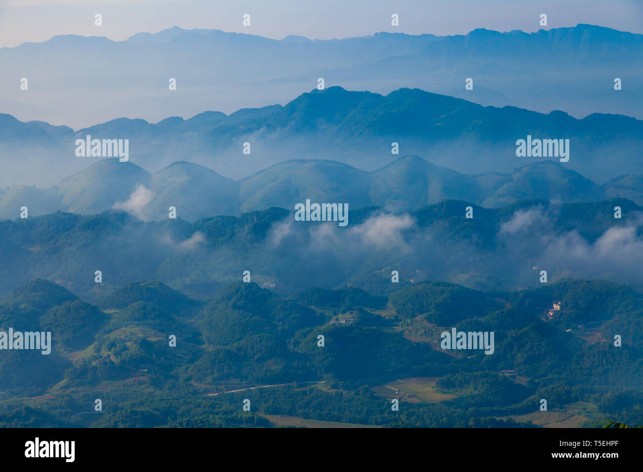 fog and cloud mountain valley landscape, china Stock Photo