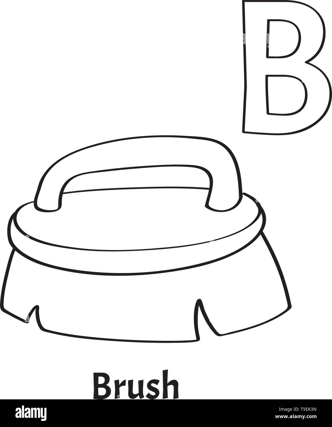 Vector alphabet letter B, coloring page. Brush Stock Vector