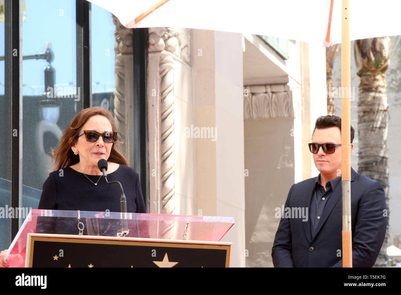 April 23, 2019 - Los Angeles, CA, USA - LOS ANGELES - APR 23:  Ann Druyan, Seth MacFarlane at the Seth MacFarlane Star Ceremony on the Hollywood Walk of Fame on April 23, 2019 in Los Angeles, CA (Credit Image: © Kay Blake/ZUMA Wire) Stock Photo