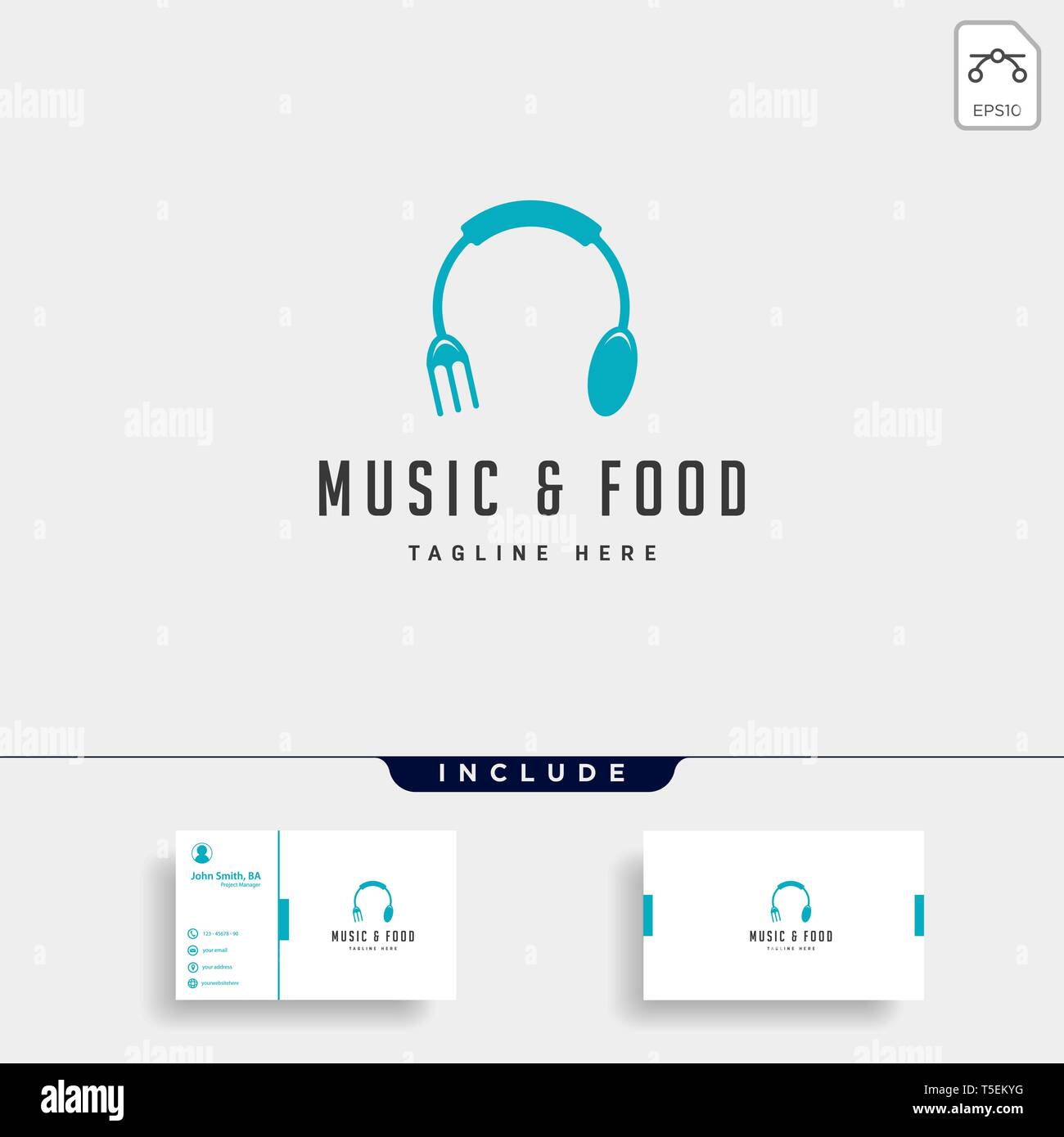 Music Food Simple Flat Logo Design Vector Illustration Icon Element Logo With Business Card Stock Vector Image Art Alamy