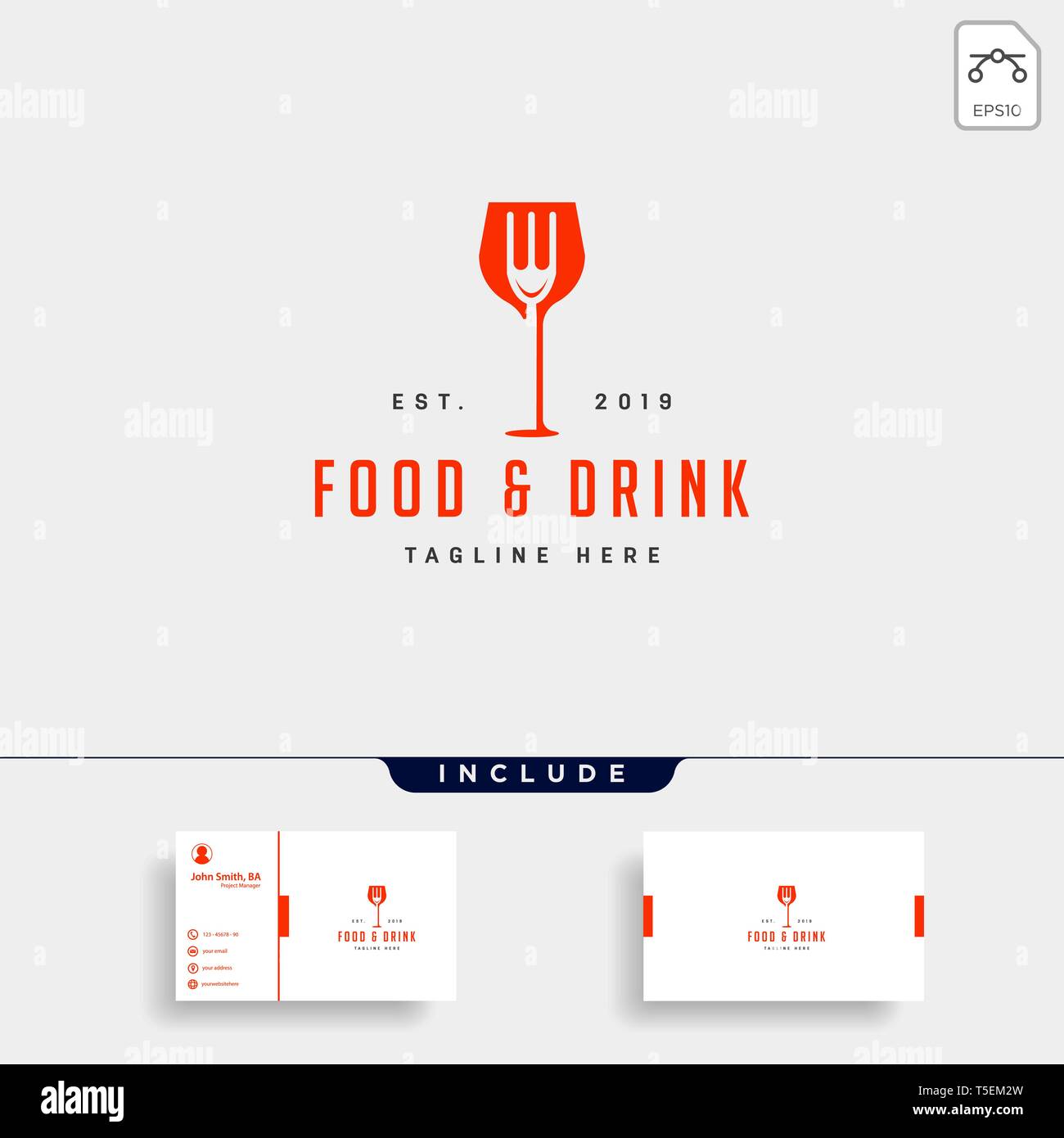 Food And Drink Simple Flat Logo Design Vector Illustration Icon Element Logo With Business Card Download Stock Vector Image Art Alamy