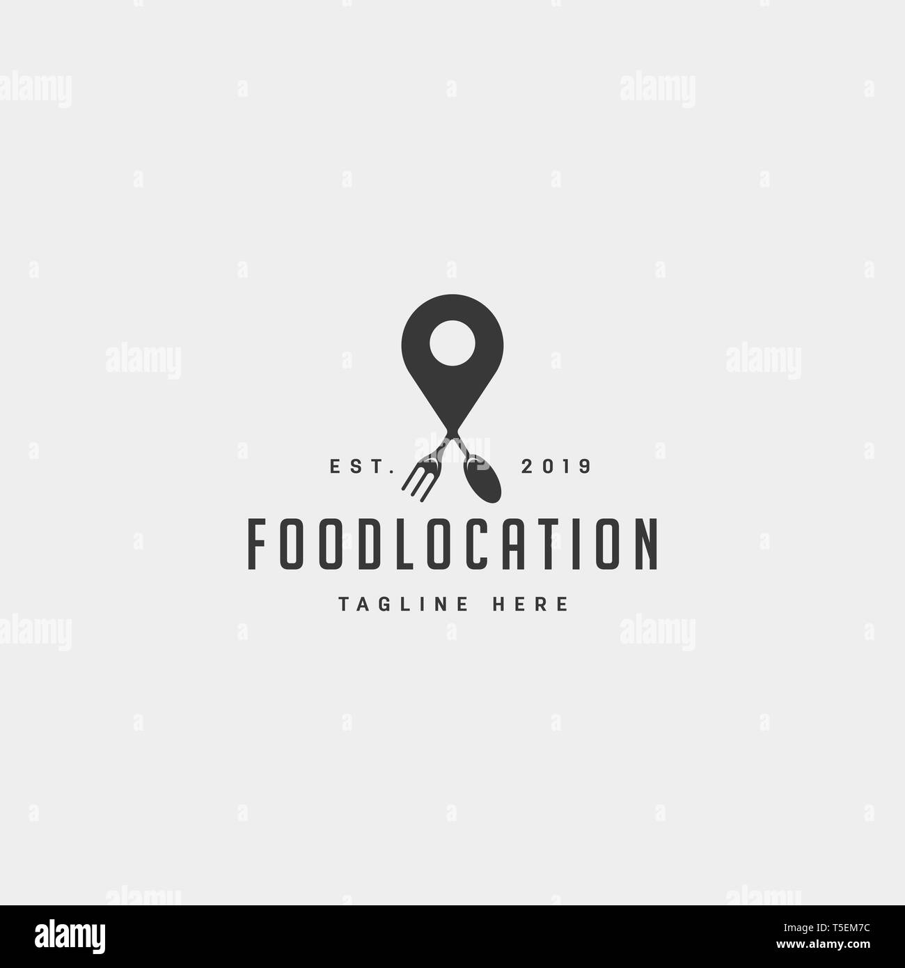 food pin navigation simple flat luxury logo design vector icon element - vector Stock Vector