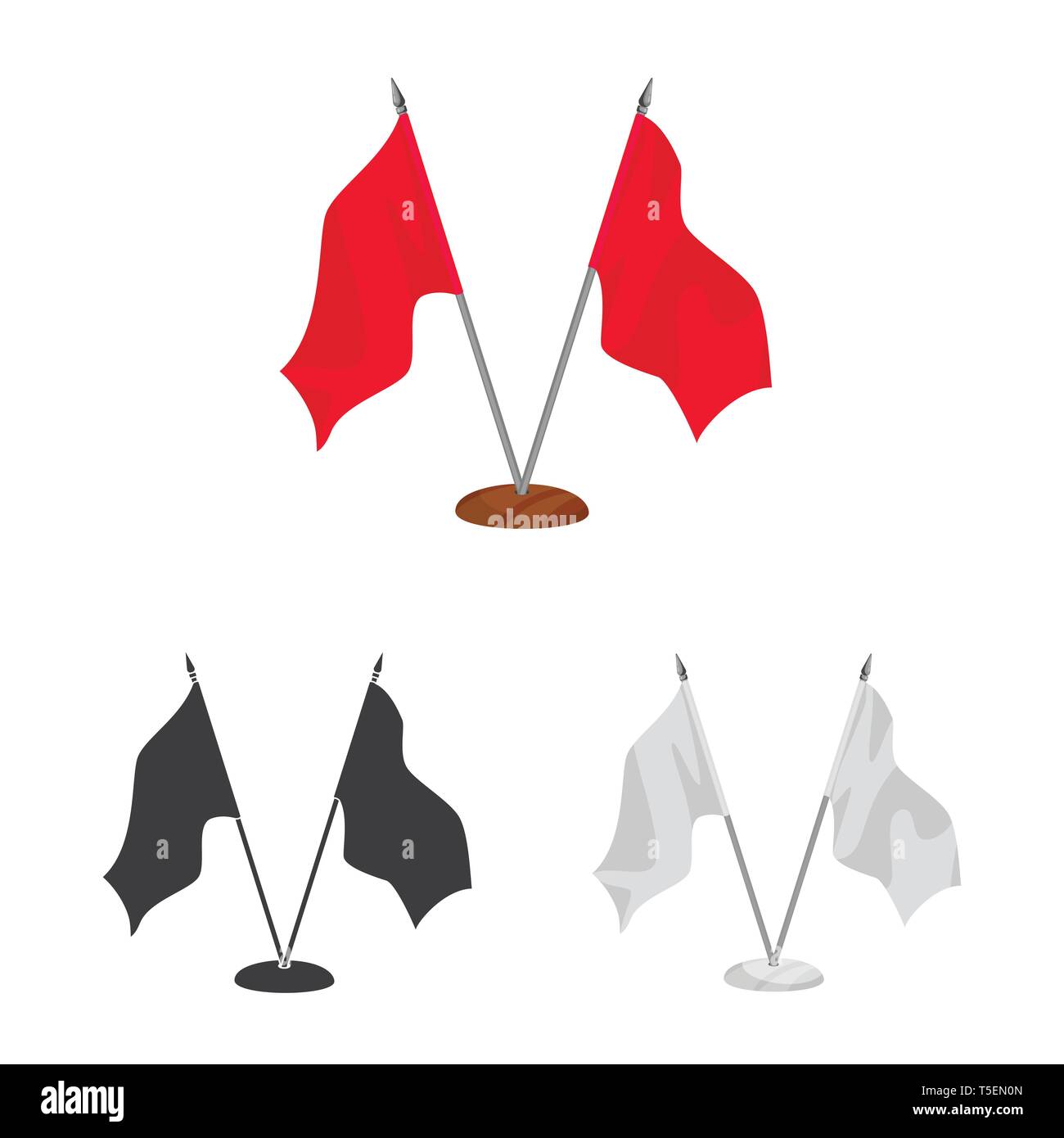 Vector illustration of flag and rope logo. Set of flag and scenery ...