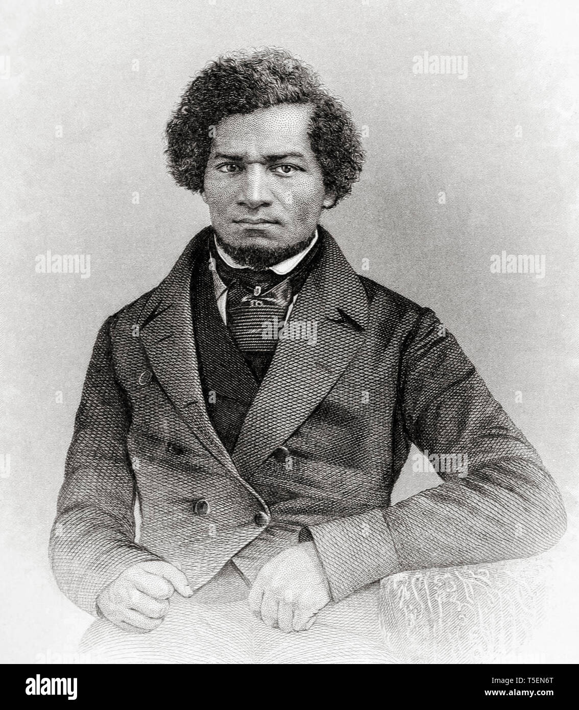 Frederick Douglass (1818-1895) as a younger man, 1855, Engraved by J.C. Buttre from a daguerretotype Stock Photo