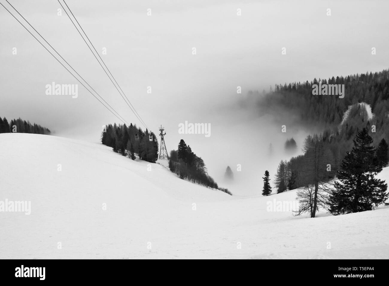 A picture of the Austrian Mountains in the snow near Saltzburg Stock Photo