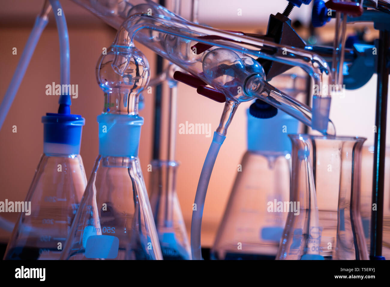 Compound Glass Instrument Glass instruments in the laboratory of chemical synthesis Stock Photo ...