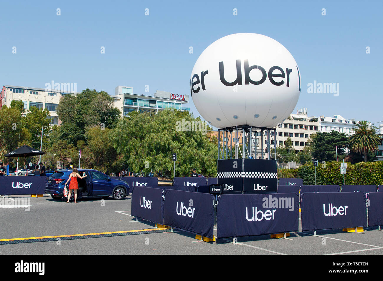 Melbourne, Australia March 17, 2019 Uber car park at an event