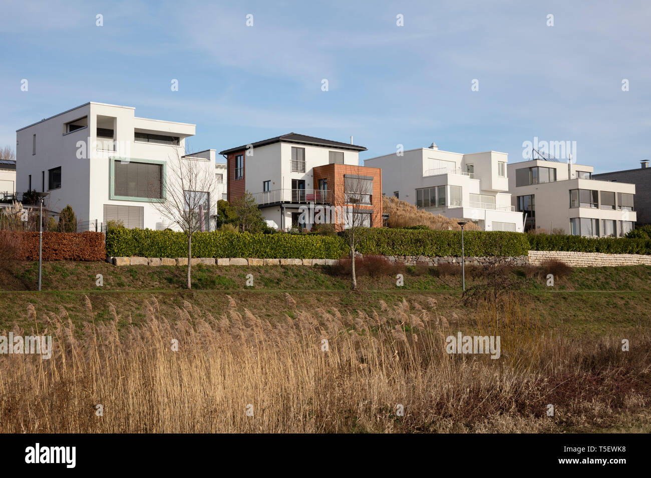 Germany, DortmundHoerde, residential houses near Lake phoenix Stock