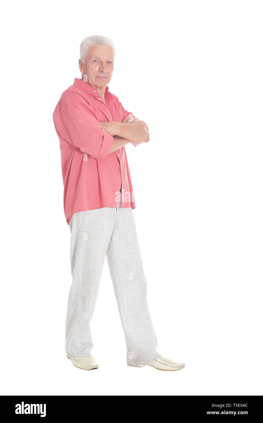 Senior Thinking Senior thinking about something isolated on white background Stock ...