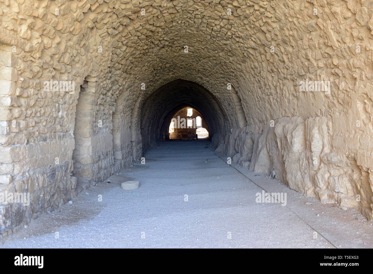 Tunnels running under the Kerak castle. Stock Photo