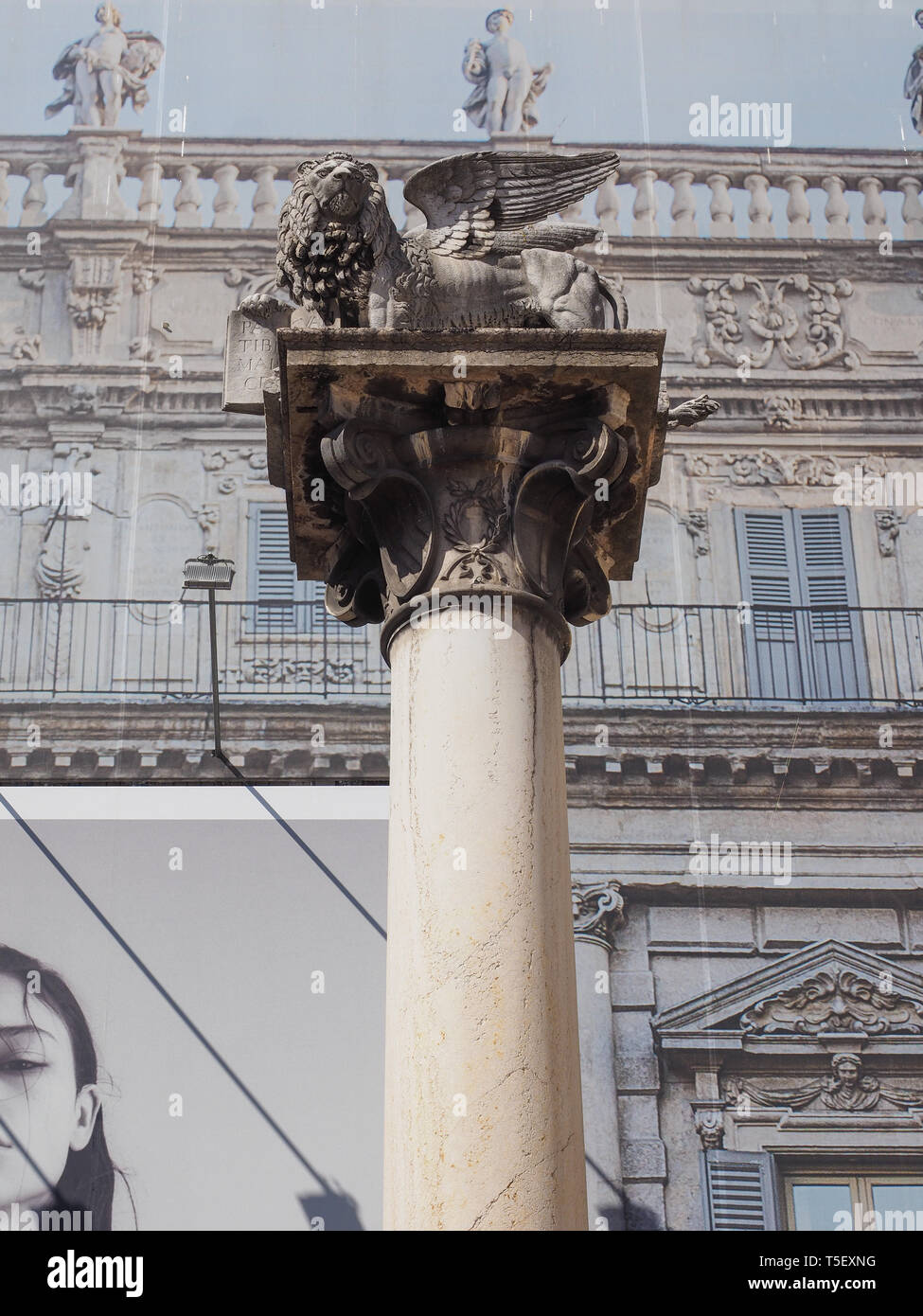 VERONA, ITALY CIRCA MARCH 2019 Leone Marciano (meaning Lion of Saint