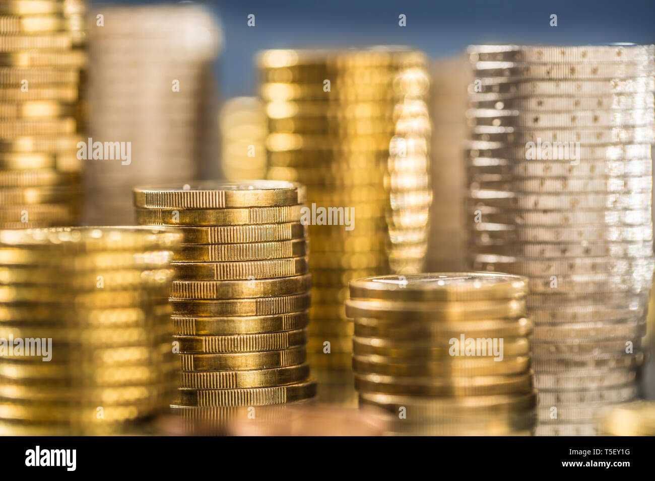 Coin Stack Tower Stacked tower coins silver hi-res stock photography and images - Alamy