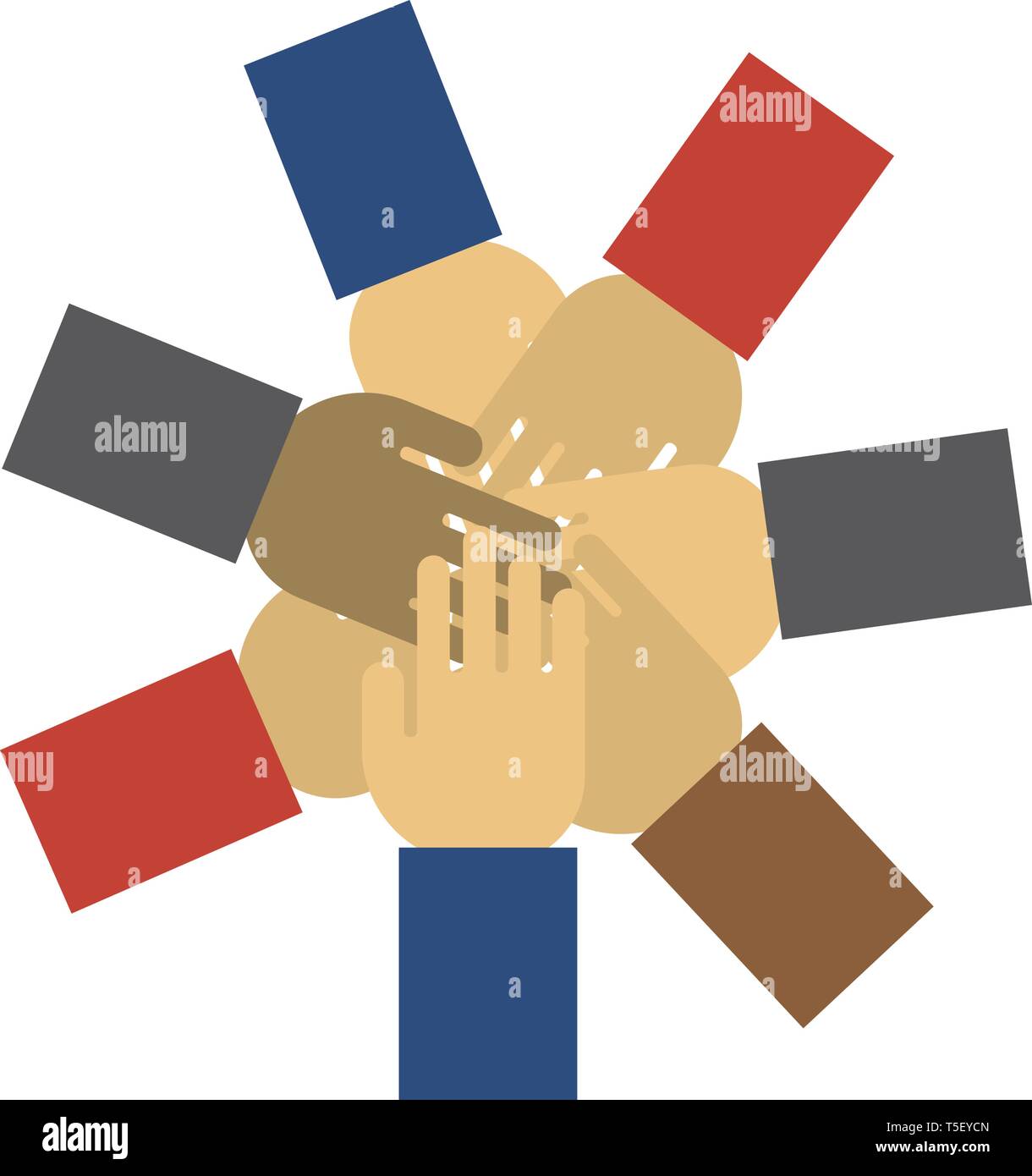 Unity And Teamwork Icon. Flat Color Design. Vector Illustration. Many ...