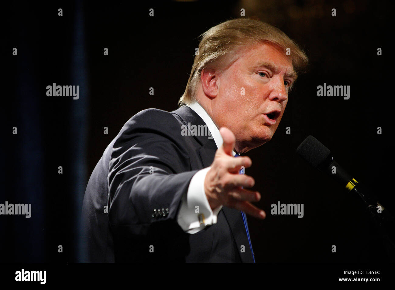 Real Estater and TV Entertainer Donald J. Trump is flirting with the idea of running for President in the 2012 Election. Wednesday he made an important visit with the Nashua Chamber of Commerce in New Hampshire. Stock Photo