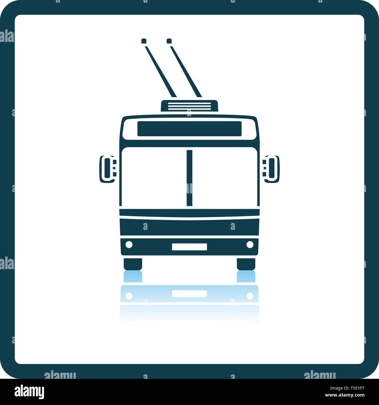 Trolleybus icon front view. Square Shadow Reflection Design. Vector Illustration. Stock Vector