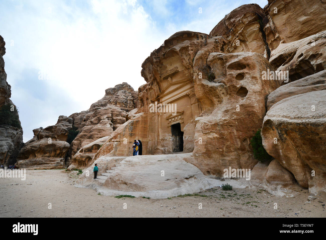 The ancient Nabataean ruins of Little Petra in Jordan. Stock Photo