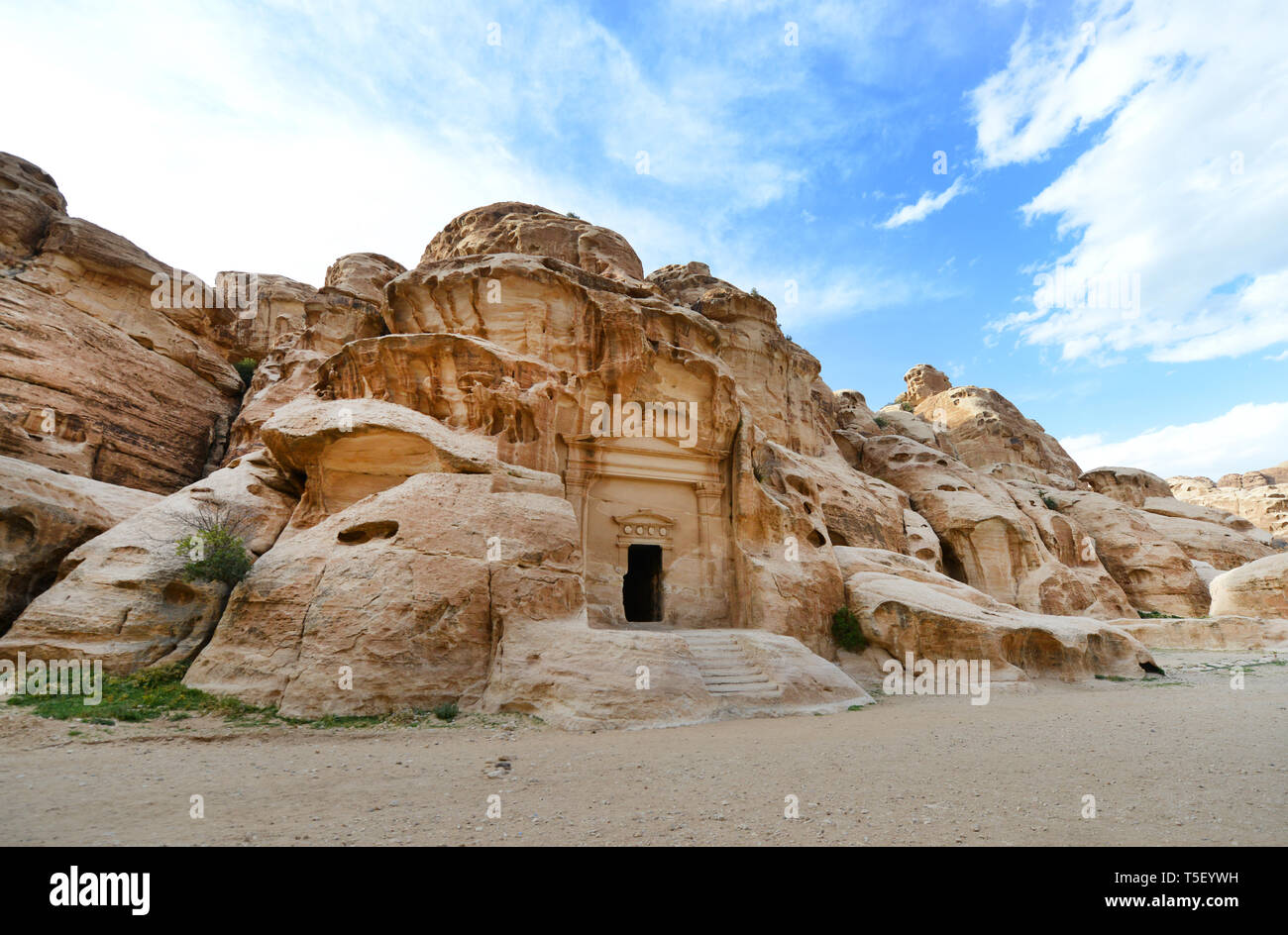 The ancient Nabataean ruins of Little Petra in Jordan. Stock Photo