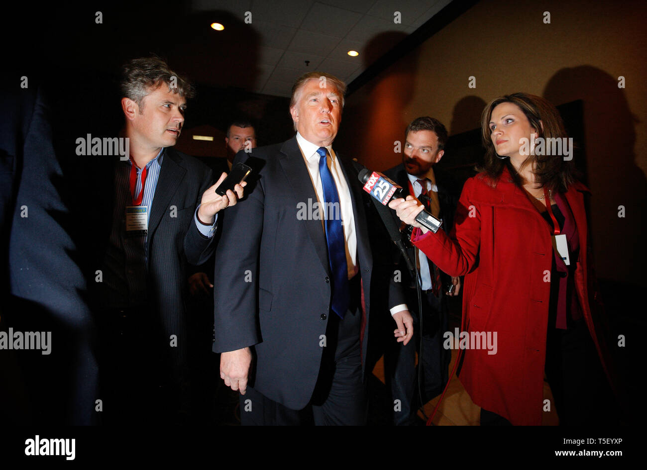 Real Estater and TV Entertainer Donald J. Trump is flirting with the idea of running for President in the 2012 Election. Wednesday he made an important visit with the Nashua Chamber of Commerce in New Hampshire. Stock Photo