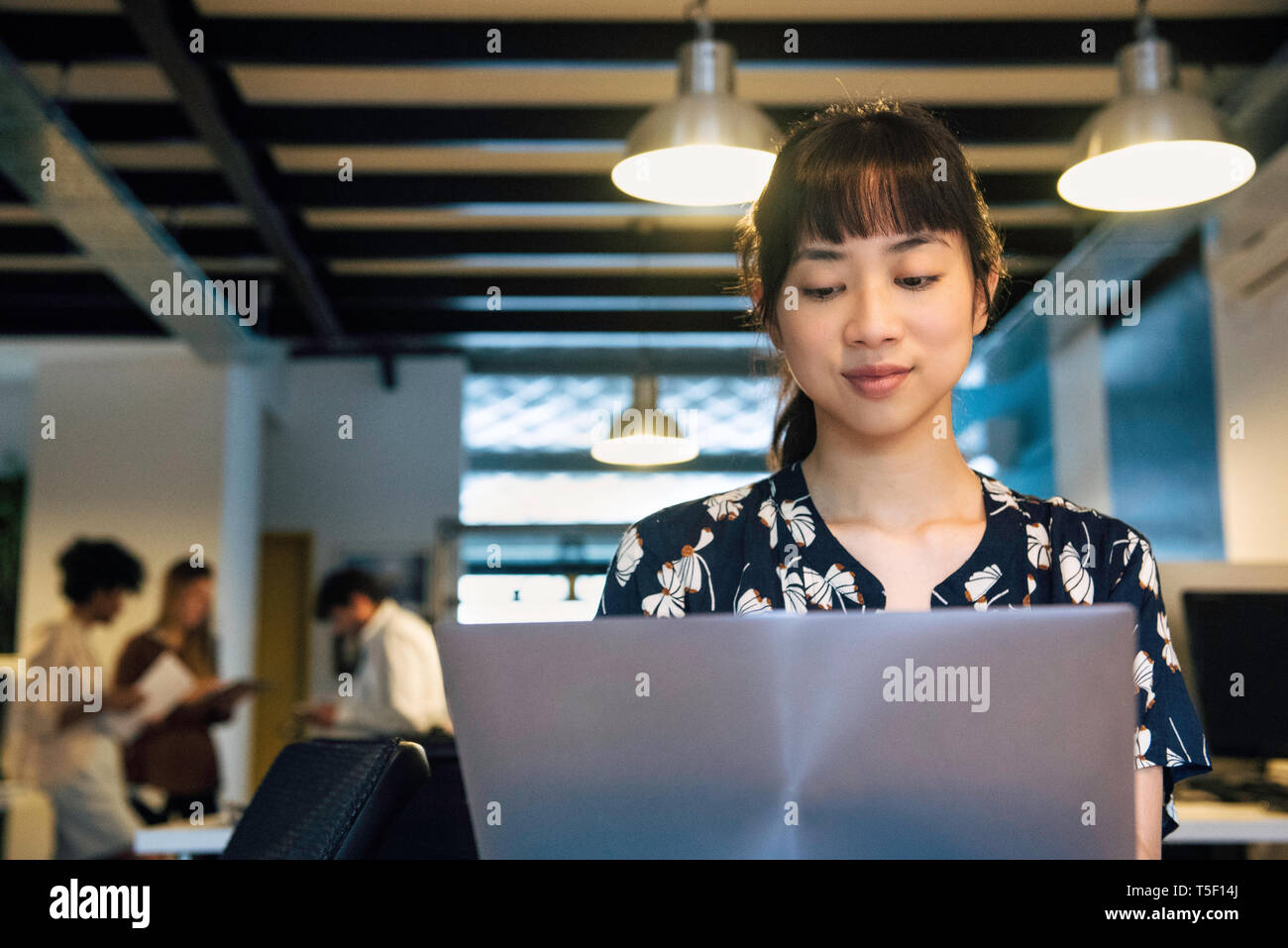 Businesswoman using laptop Stock Photo