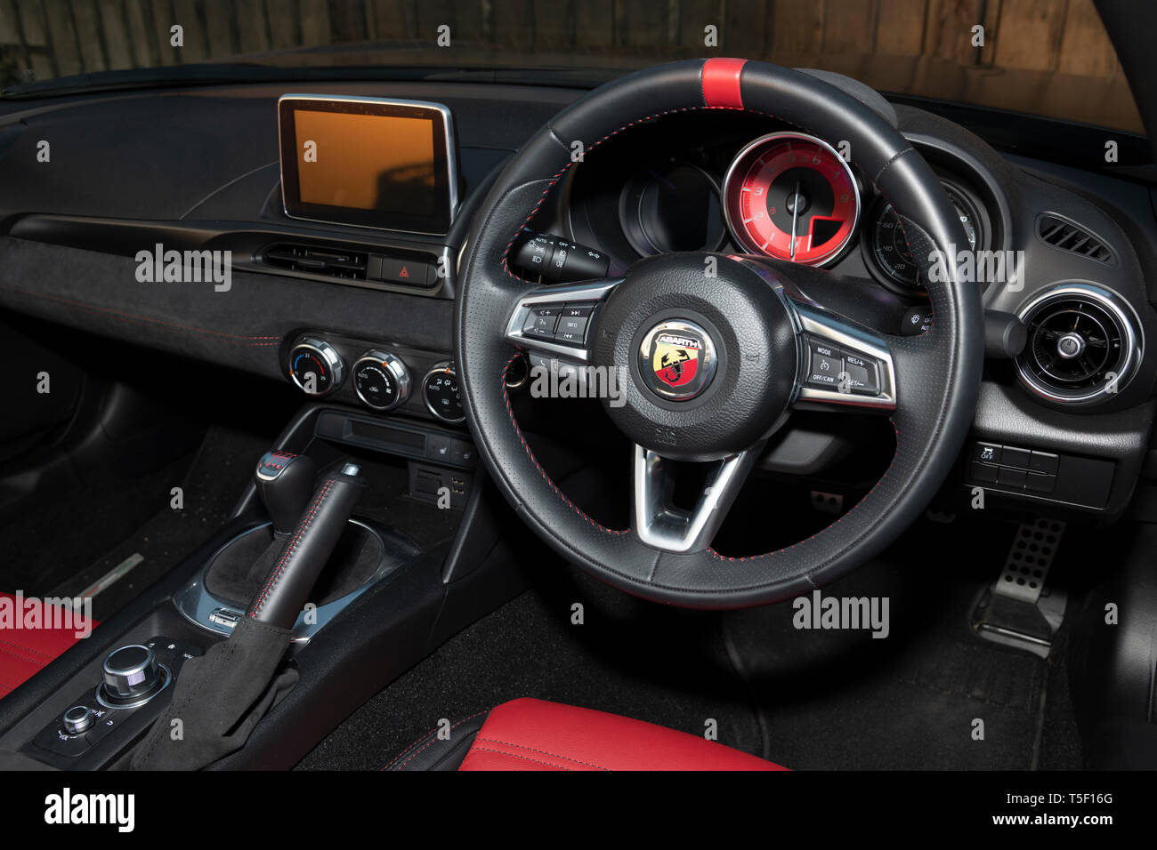 2018 Fiat 124 Abarth Spyder dashboard Stock Photo