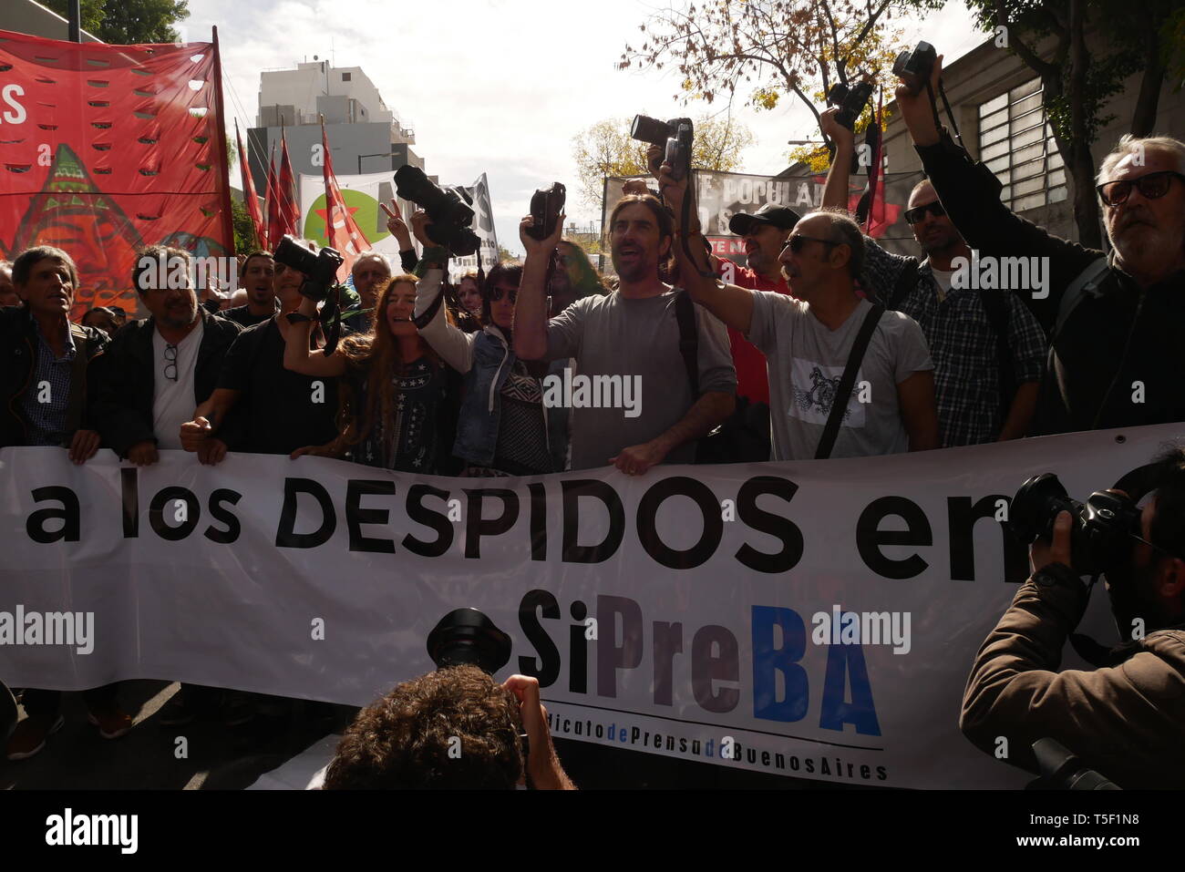 Argentina Crisis: Protest of the Clarín Newspaper (AGEA SA) employees against dismissal Stock Photo