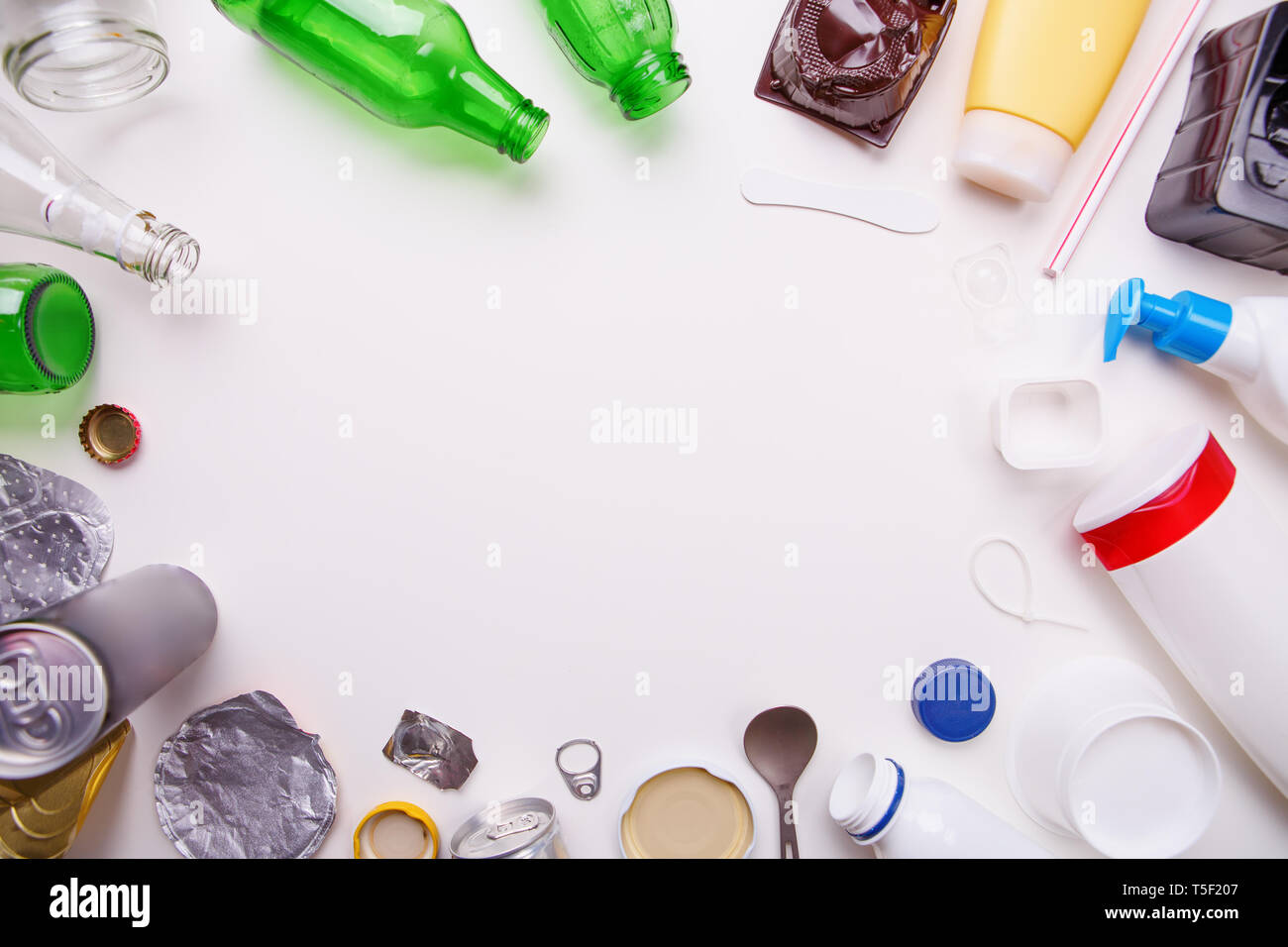 Selection of garbage for recycling - metal, plastic, and glass. Concept of recycling Stock Photo ...