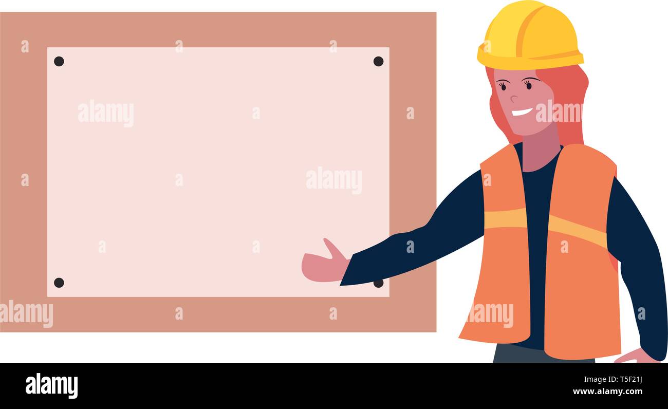 construction worker board vector illustration design image Stock Vector