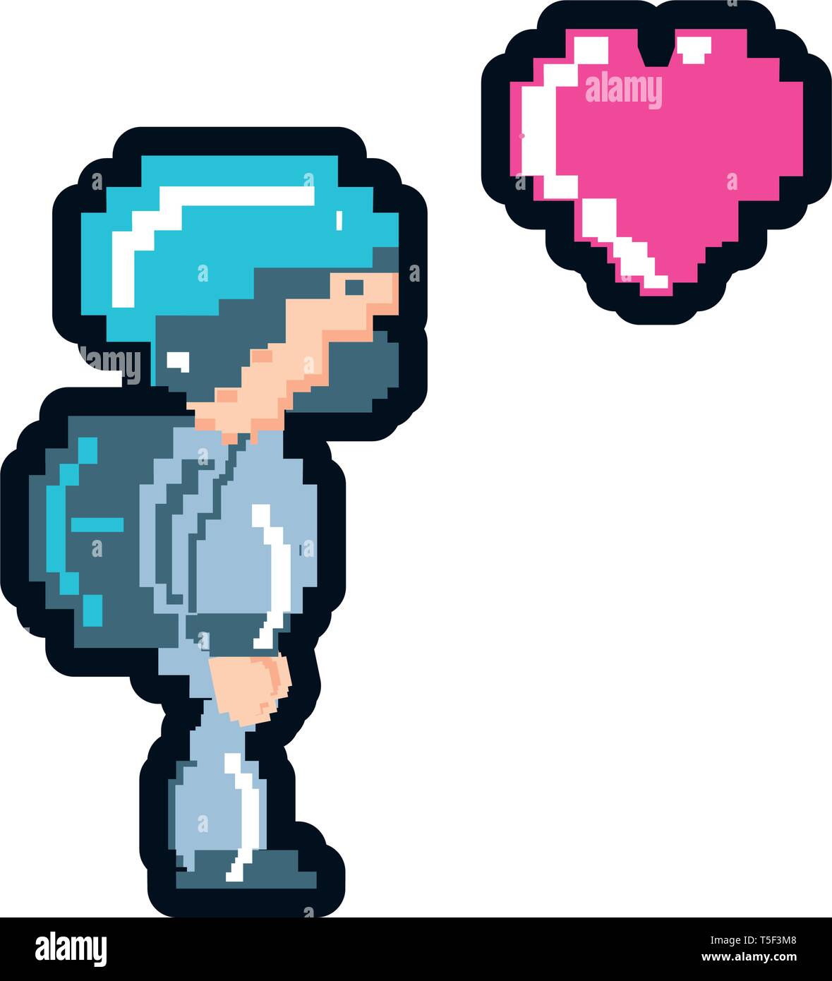 video game avatar pixelated with heart vector illustration design Stock ...