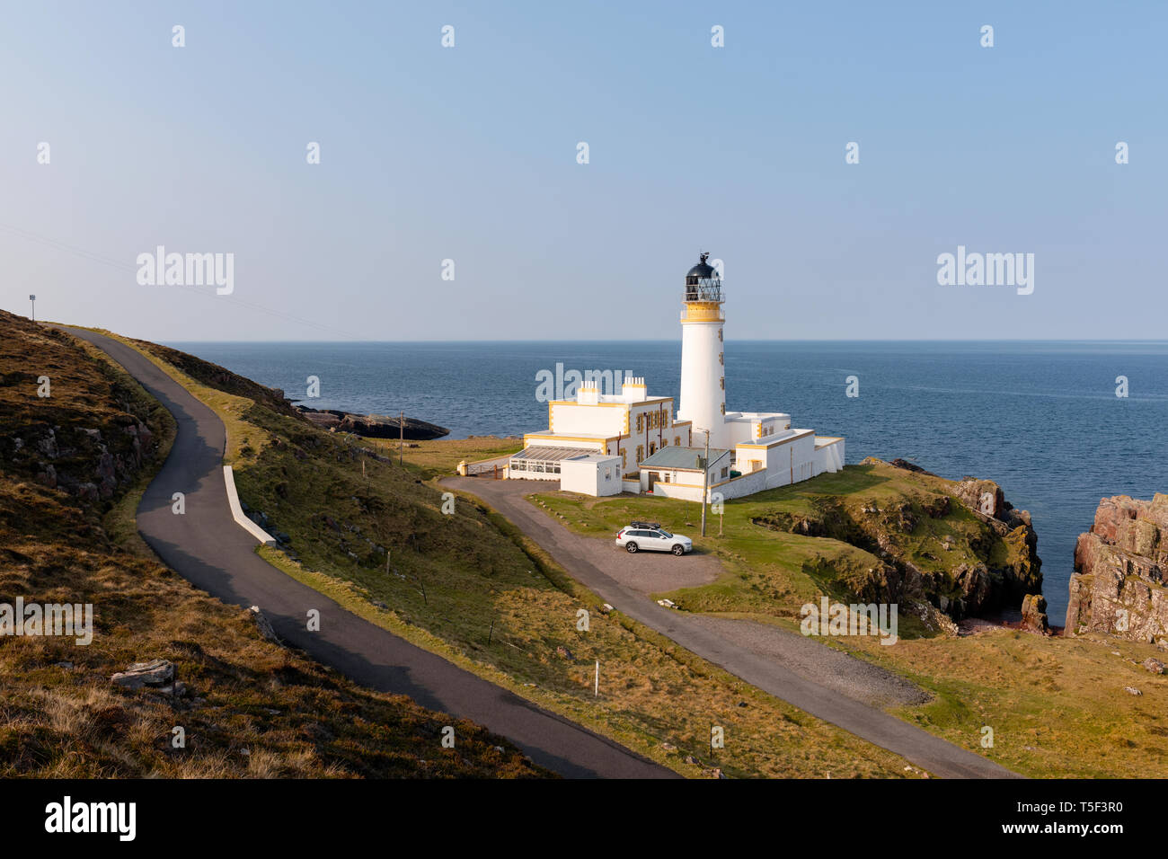 Rua Reidh Lighthouse near Gairloch, on the western coast of Scotland. Stock Photo