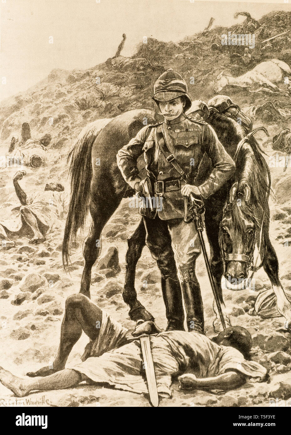 Mahdist war  ( 1881 - 1899)  - Slatin finds the body of Hammuda Idris after the battle of Firket Stock Photo