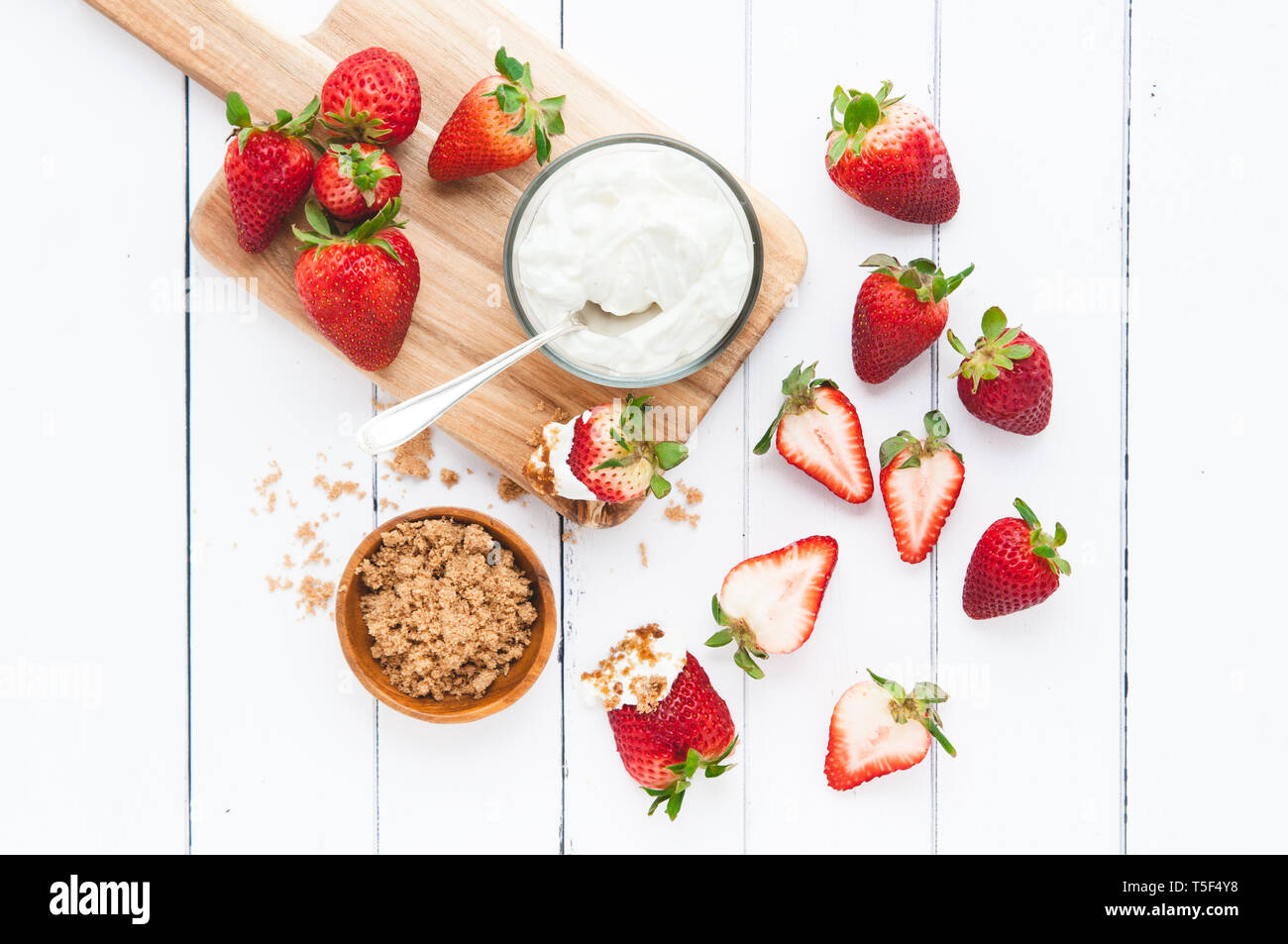 strawberries on a white wooden table Stock Photo