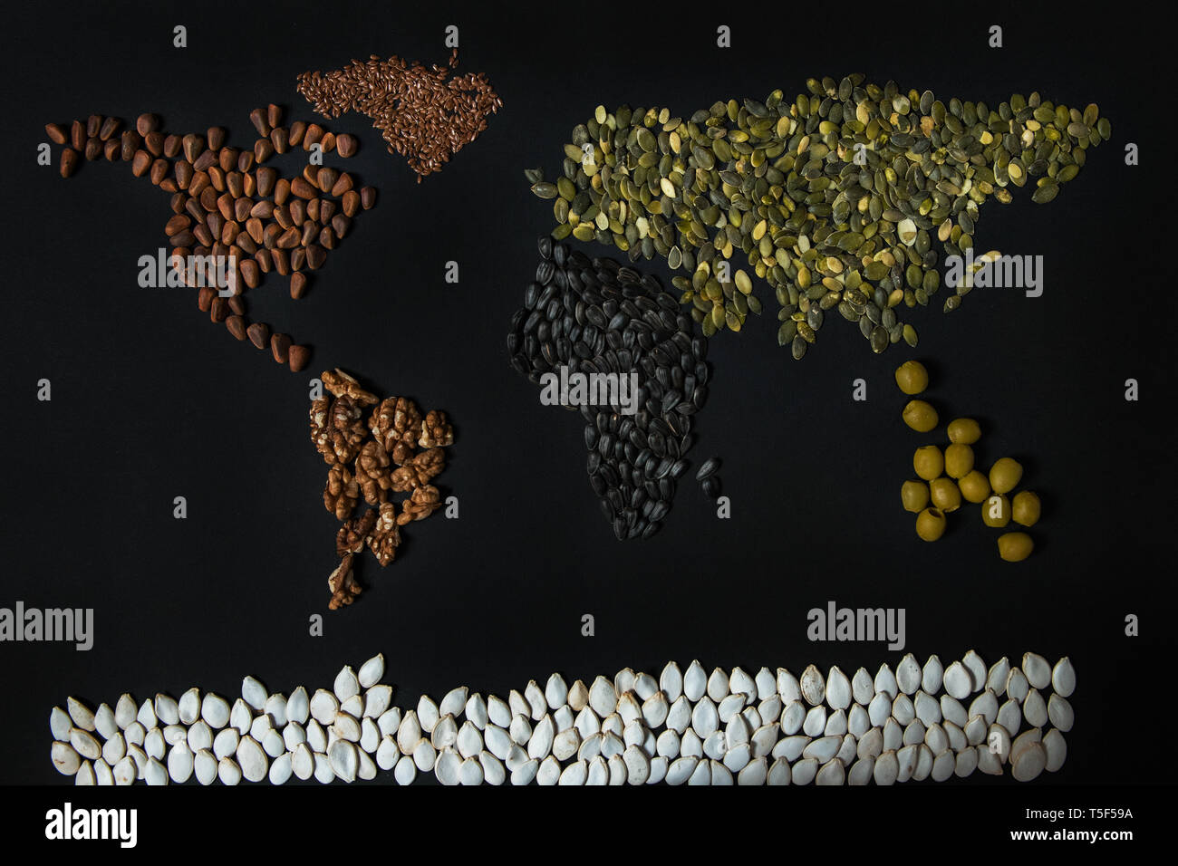 World map from different seed Stock Photo Alamy